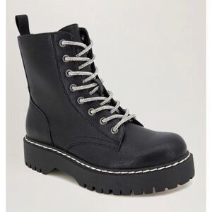 UNIONBAY Hayden Boots Size 8.5 Black Rhinestone Fashion Combat NEW